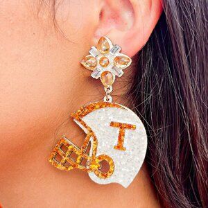 Crystal Top Tennessee Vols College Football Helmet Glitter Earrings